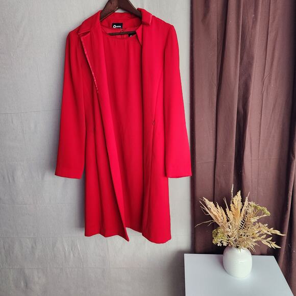 Quadra Women's 2 Piece Dress Suit Size 6 Red Vintage Polyester Blazer Dress - Picture 1 of 14